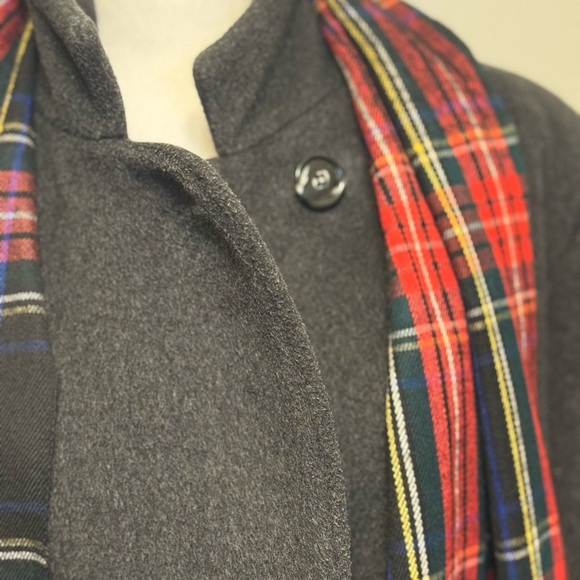 VTG Women's 12/14 Black Charcoal Union Made In USA Thick 100% Wool Long Trench - Picture 7 of 16